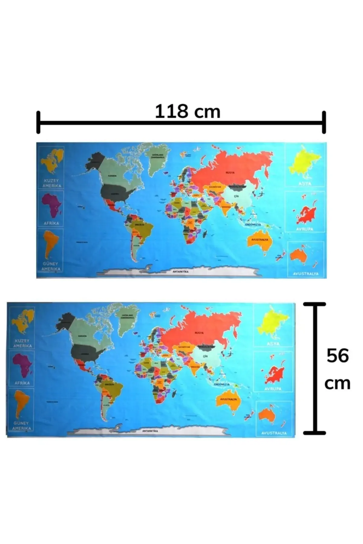 Магнетна мапа на светот во боја без лепило 118 cm * 56 cm