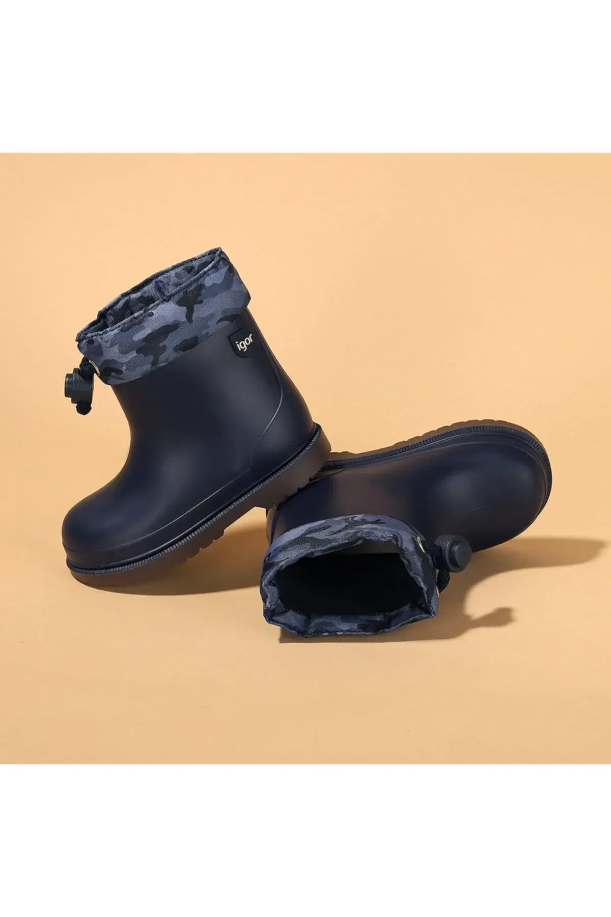 Машки темноплави детски Igor W10212 Bimbi Camo водоотпорни чизми за дожд и снег