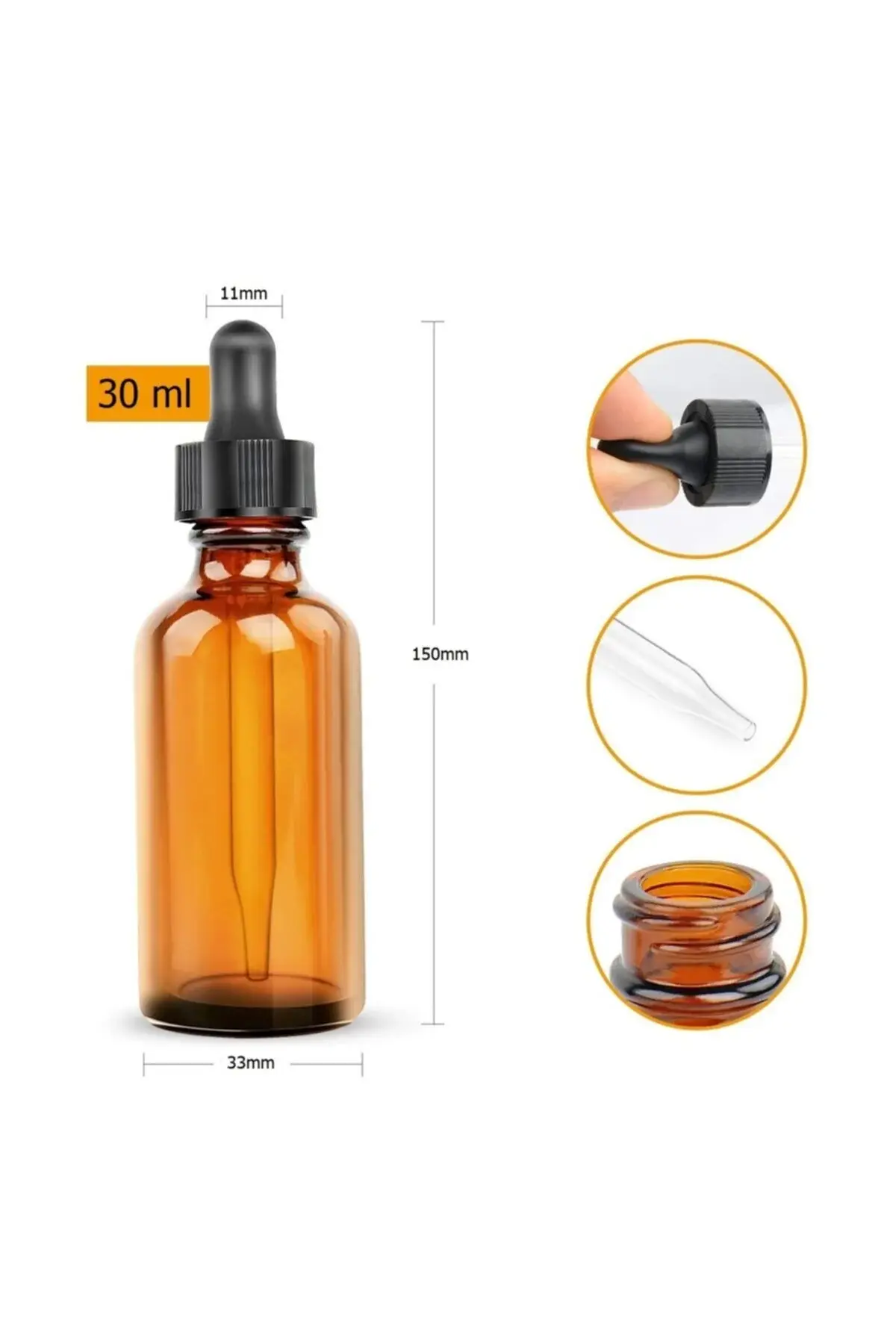 Амбер шише со градуирана капалка 30ml