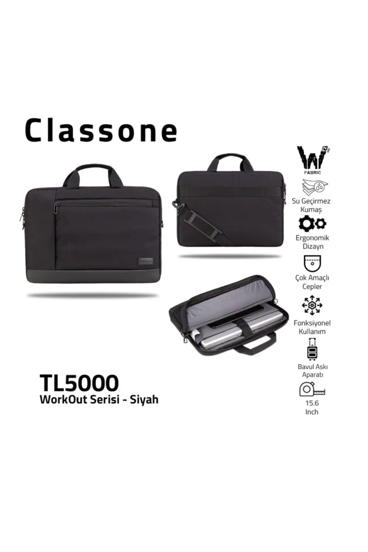 Workout Tl5000 15.6" водоотпорна ткаенина, macbook Mac Air, тетратка, чанта за лаптоп-црна