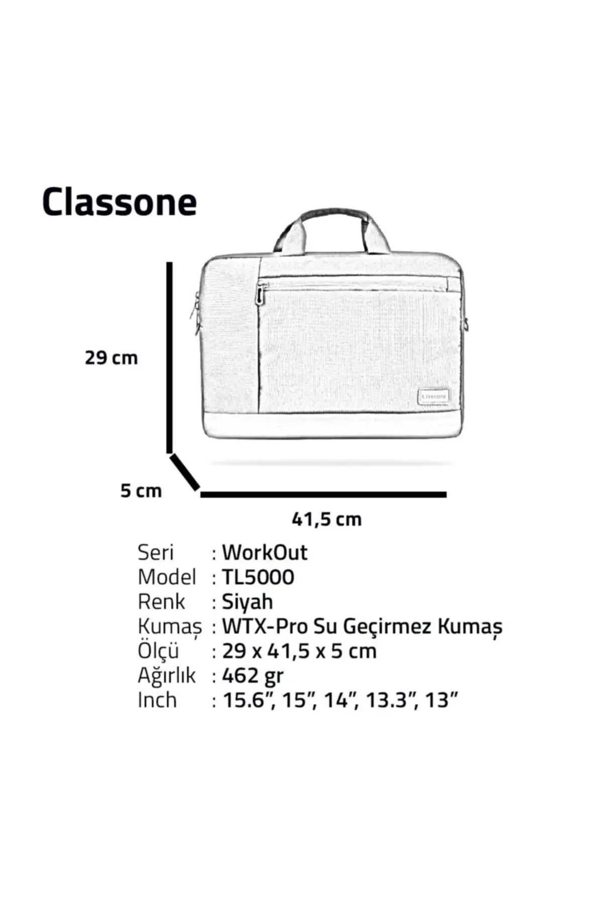 Workout Tl5000 15.6" водоотпорна ткаенина, macbook Mac Air, тетратка, чанта за лаптоп-црна