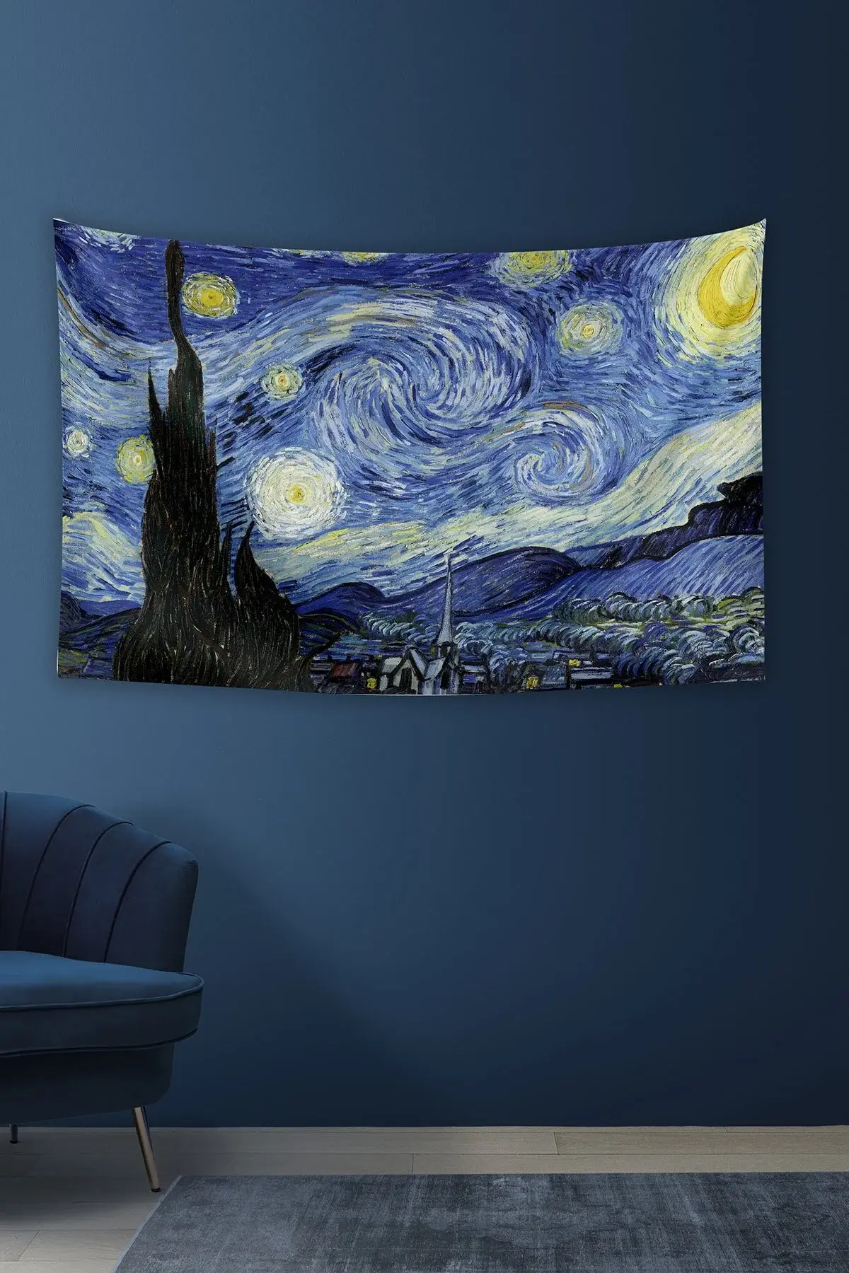Ѕиден гоблен со мотив Ѕвездена ноќ од Ван Гог 140 X 100 cm-70x100 cm