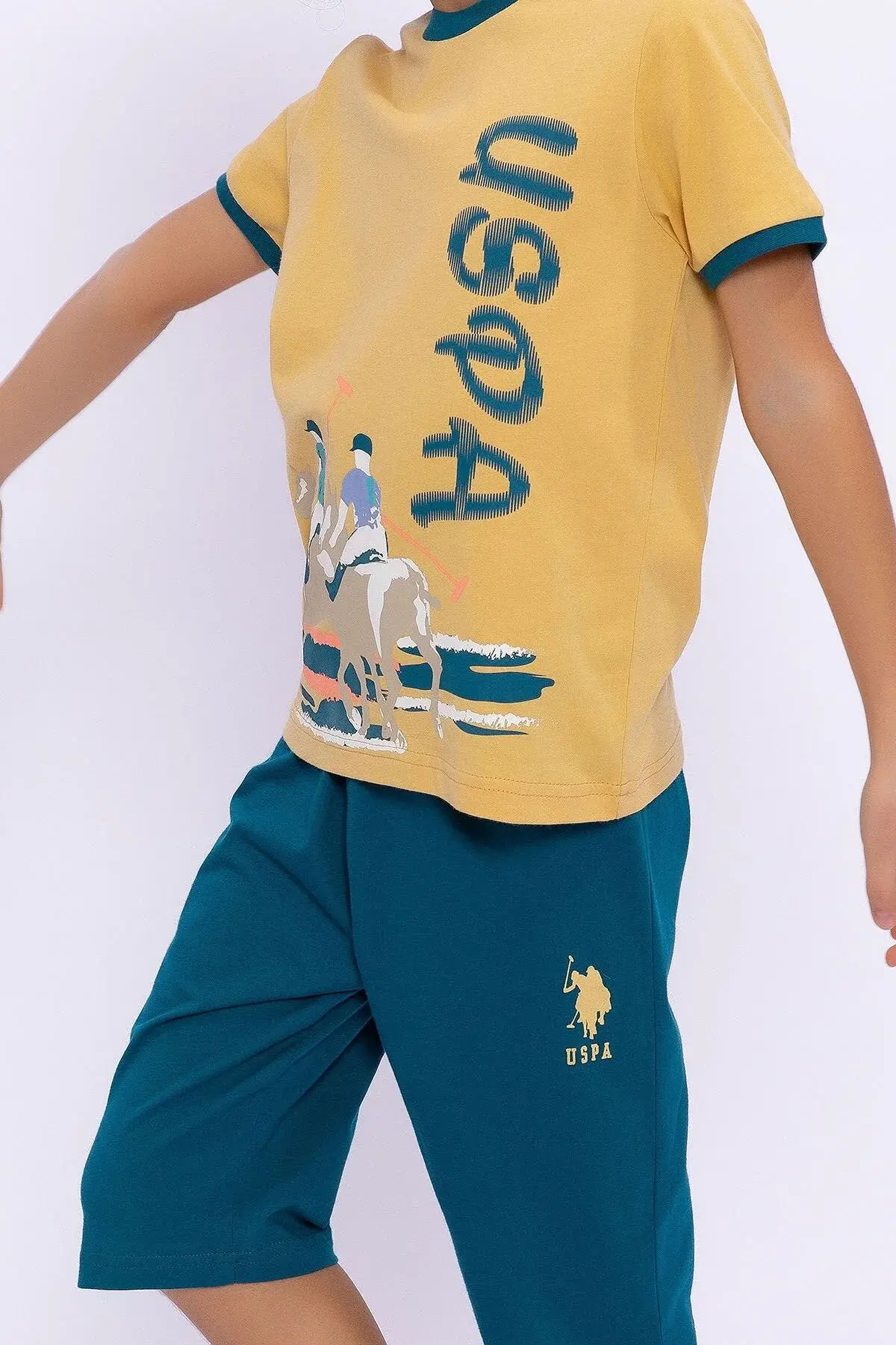 U.s. Polo Assn Ginger комплет капри со тркалезна јака за момчиња