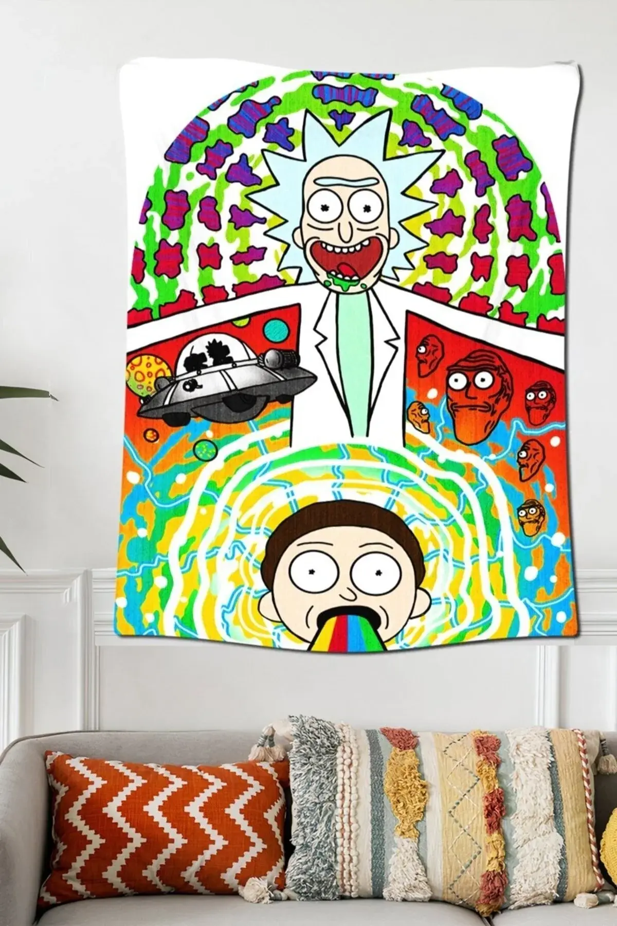 Бел Rick And Morty ѕиден таписери 70x100 cm