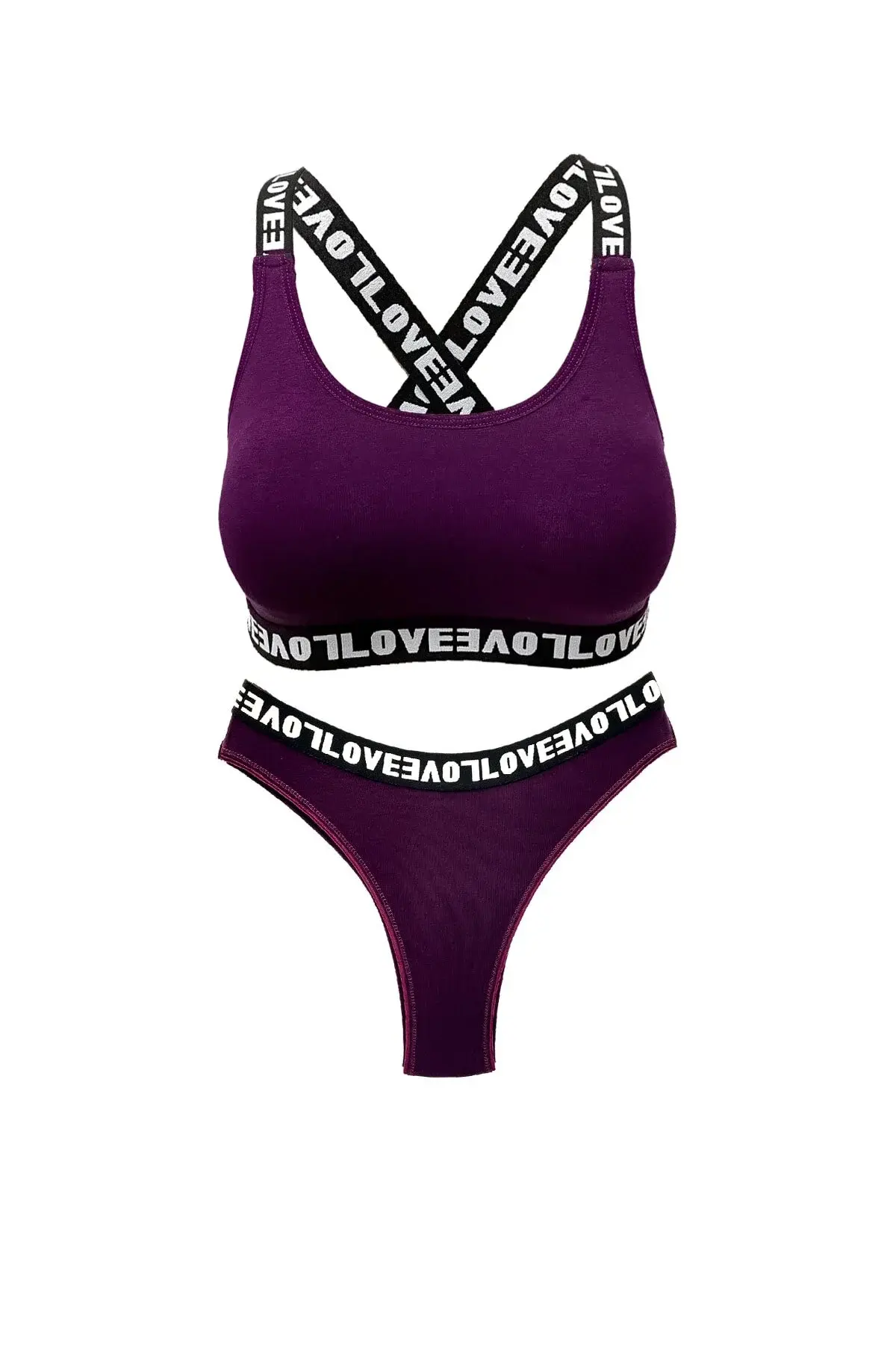 Purple Love еластичен корсет и бразилски гаќички, женски спортски комплет долна облека