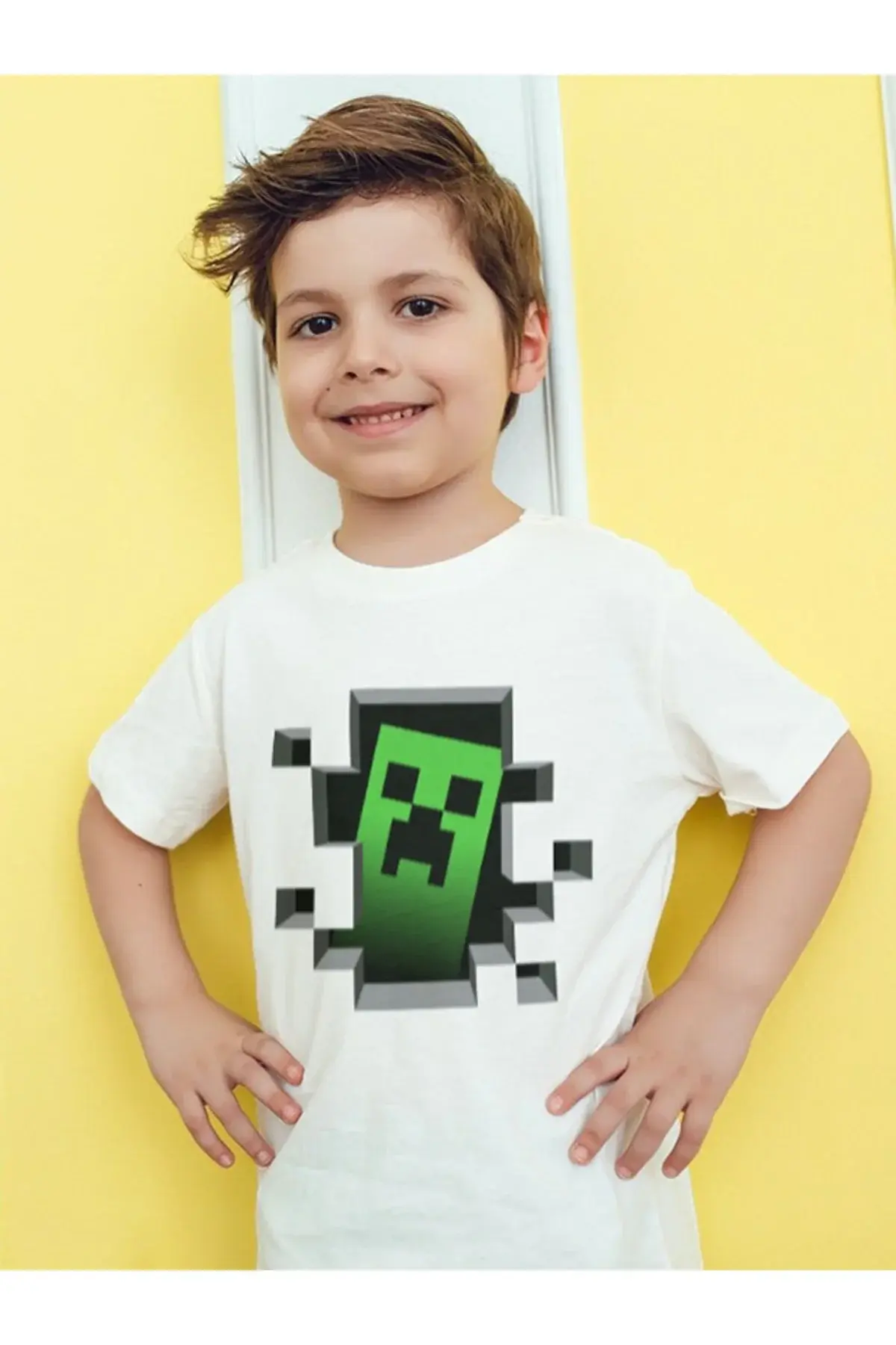 Детска бела маица со Creeper принт