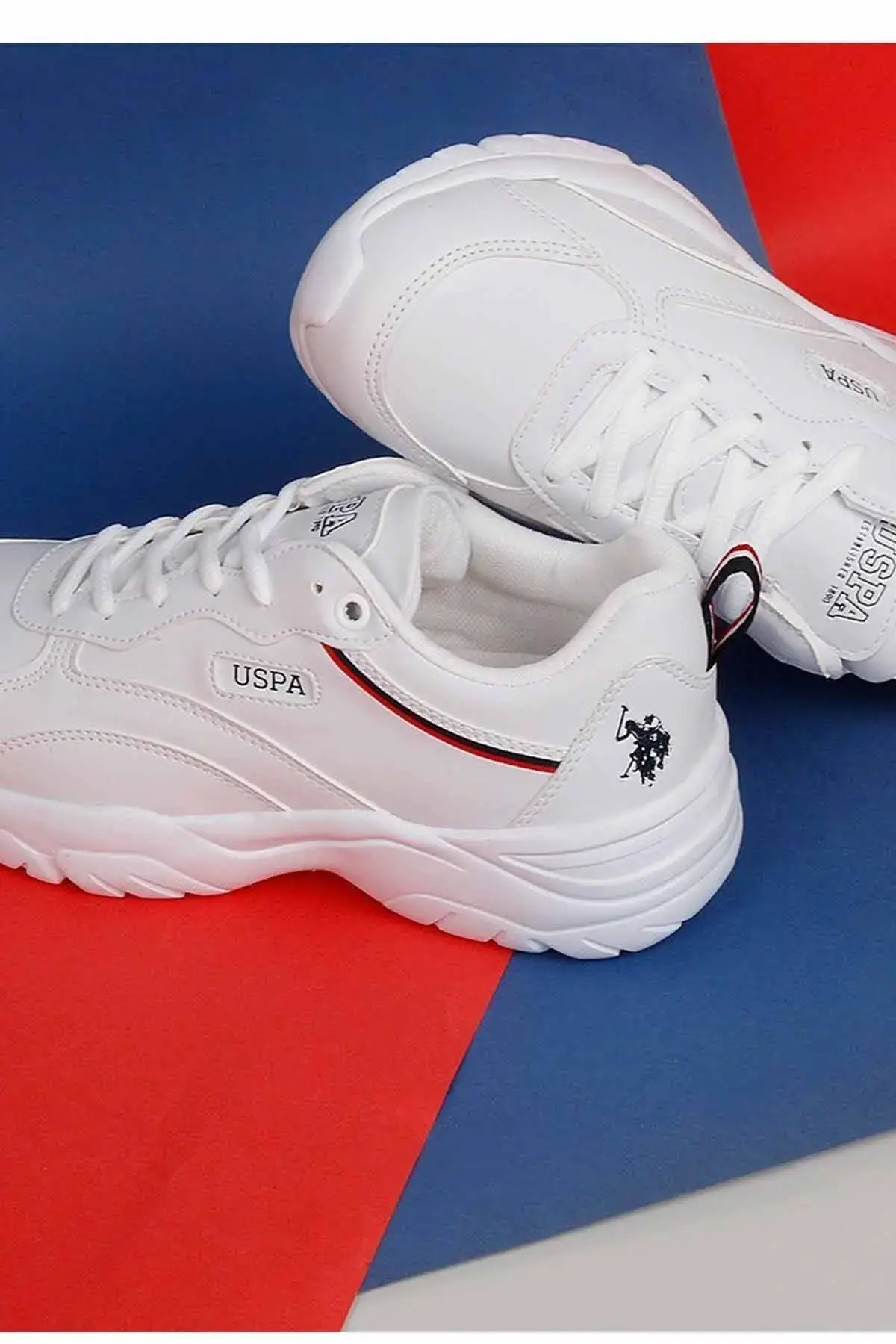 Us Polo Assn женски патики со висок ѓон Tracey, женски секојдневни спортски чевли, бели