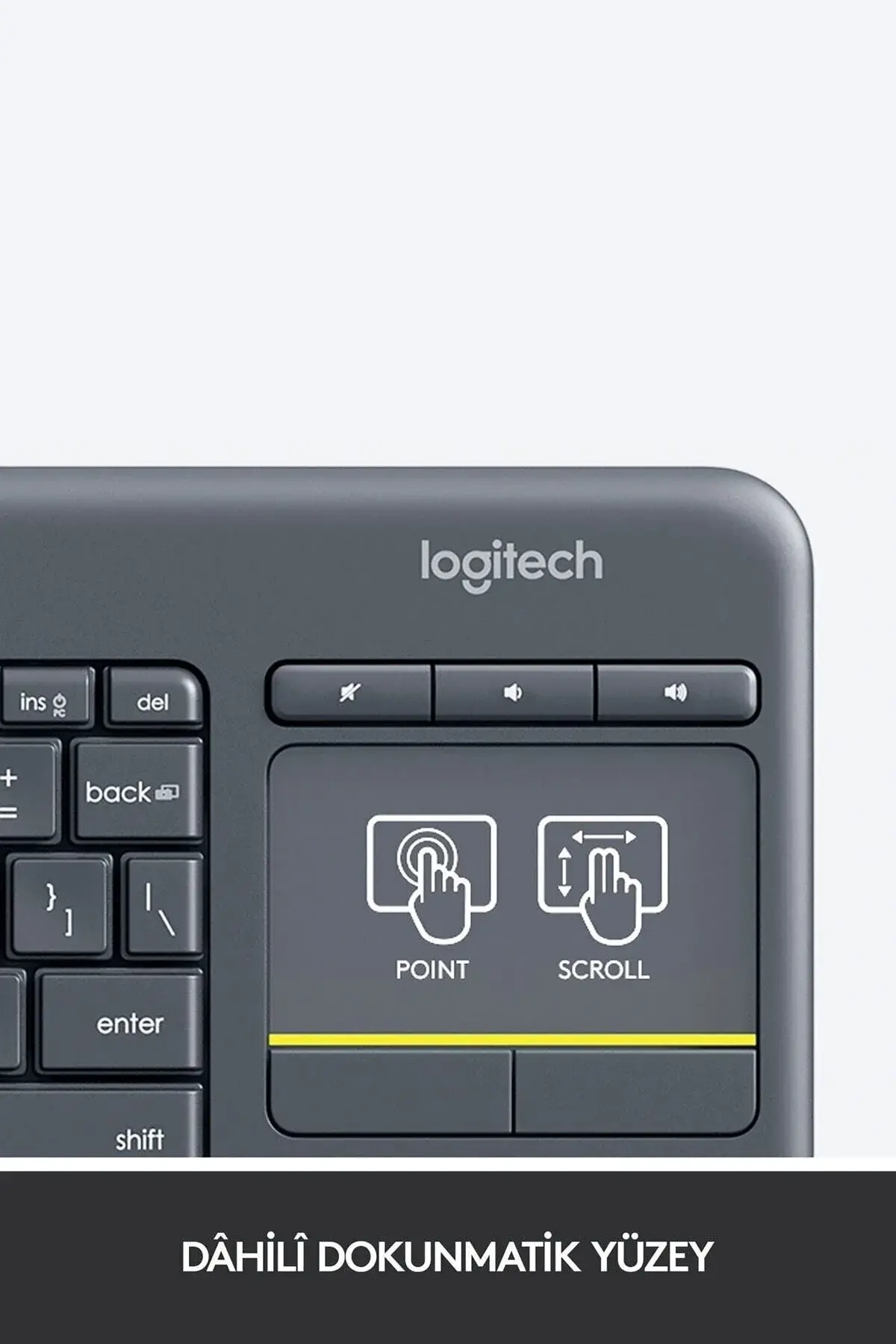 K400 Plus тастатура за ТВ со тачпад, USB поврзување, турски Q распоред - црна