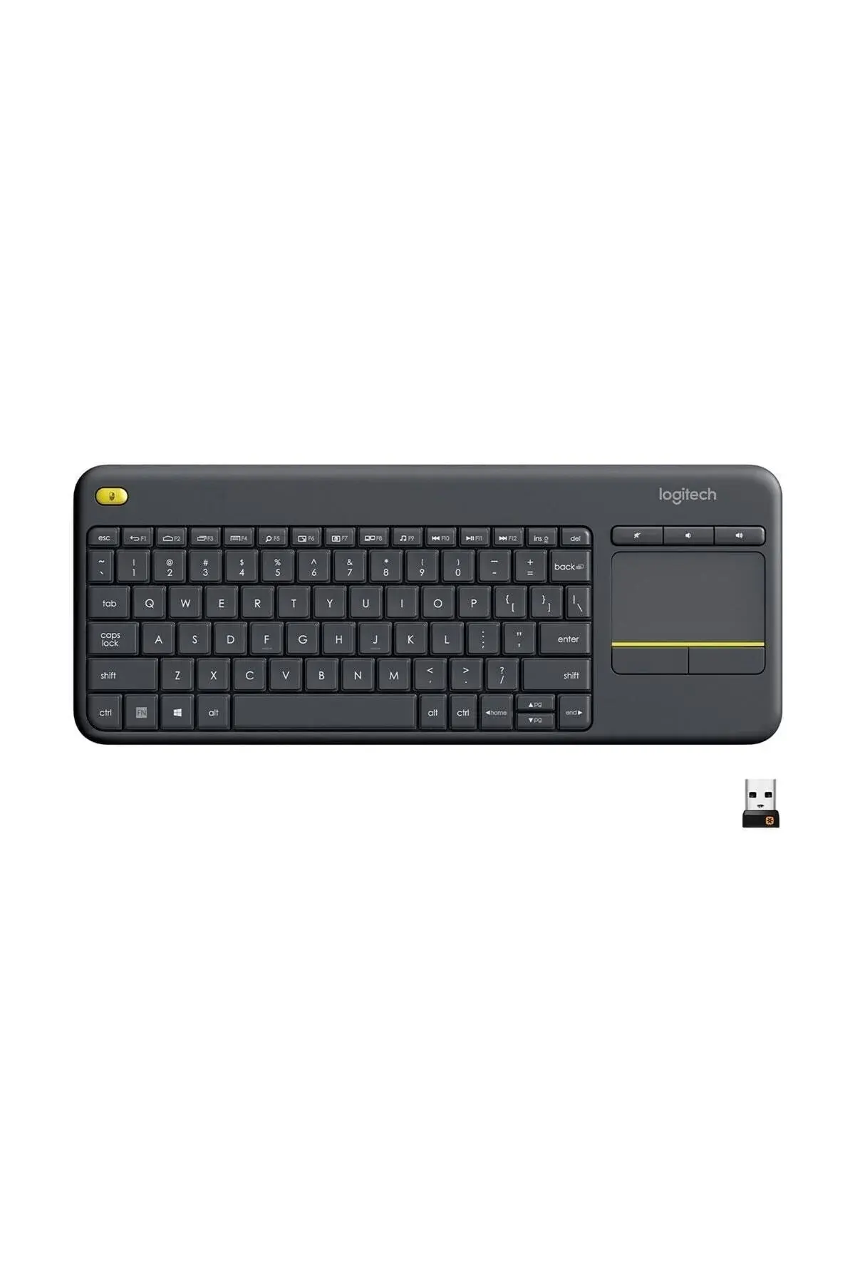 K400 Plus тастатура за ТВ со тачпад, USB поврзување, турски Q распоред - црна