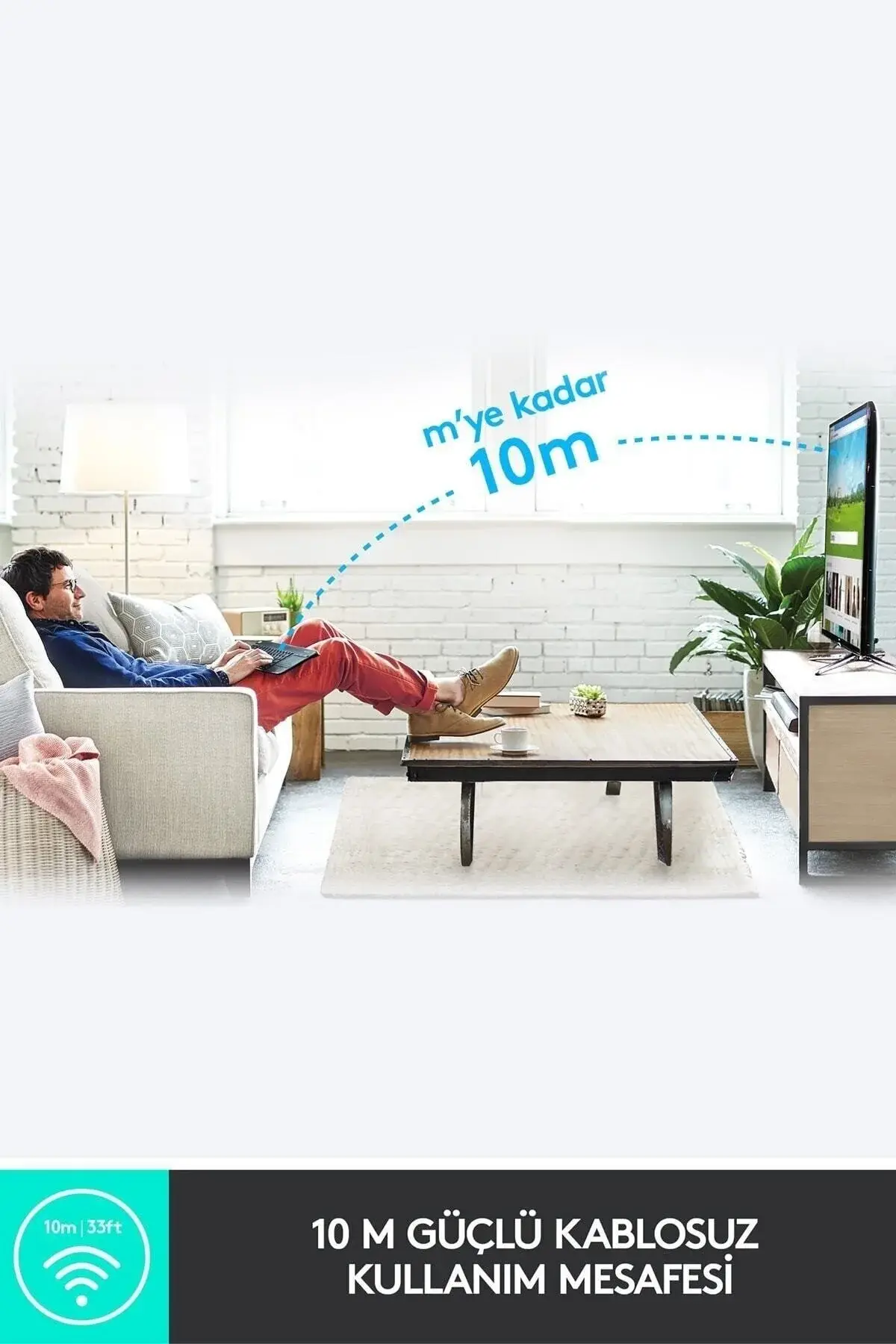 K400 Plus тастатура за ТВ со тачпад, USB поврзување, турски Q распоред - црна