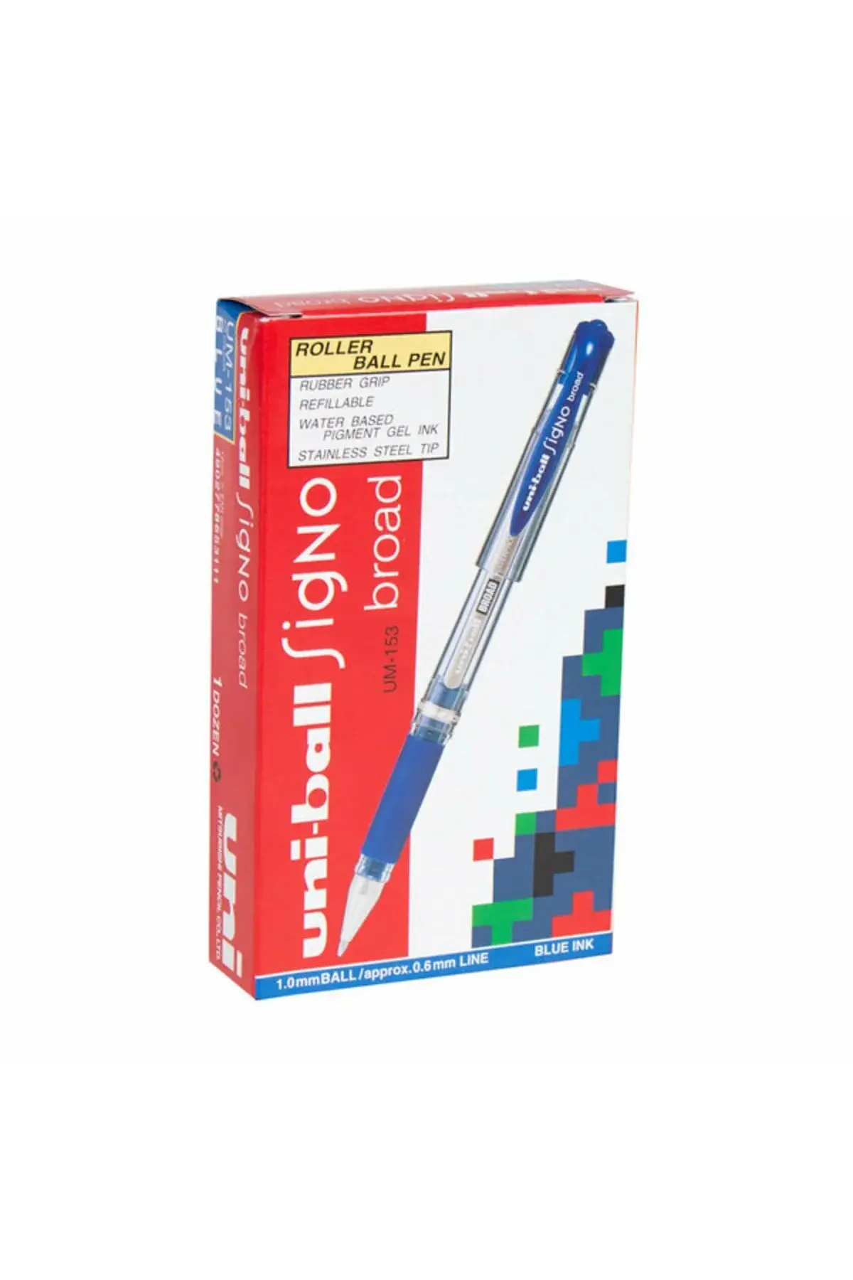 Uni-ball (пакување од 12 парчиња) пенкало за потпис Signo Broad 1.0mm сино Um-153