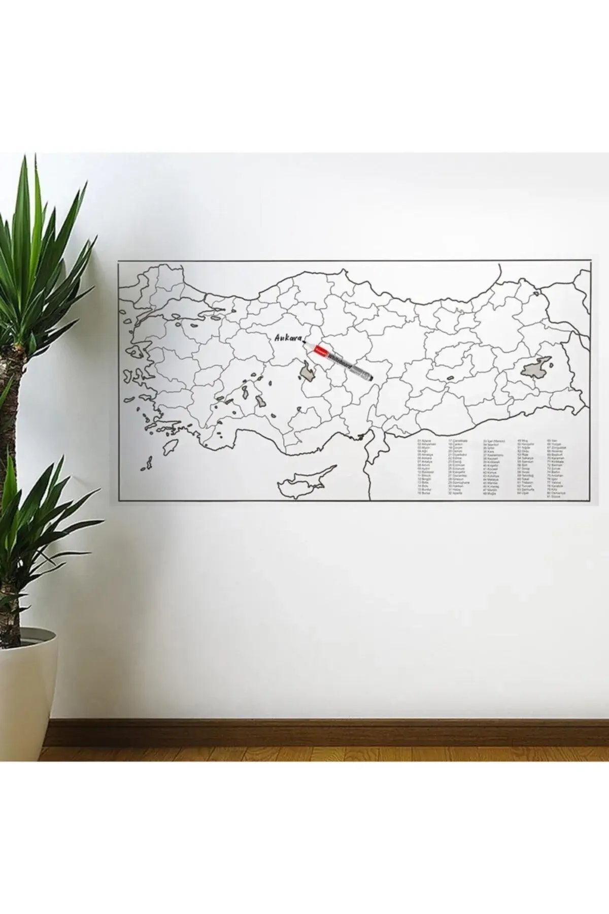 Магнетна ѕидна налепница со мапа на Турција 110 X 56 Cm