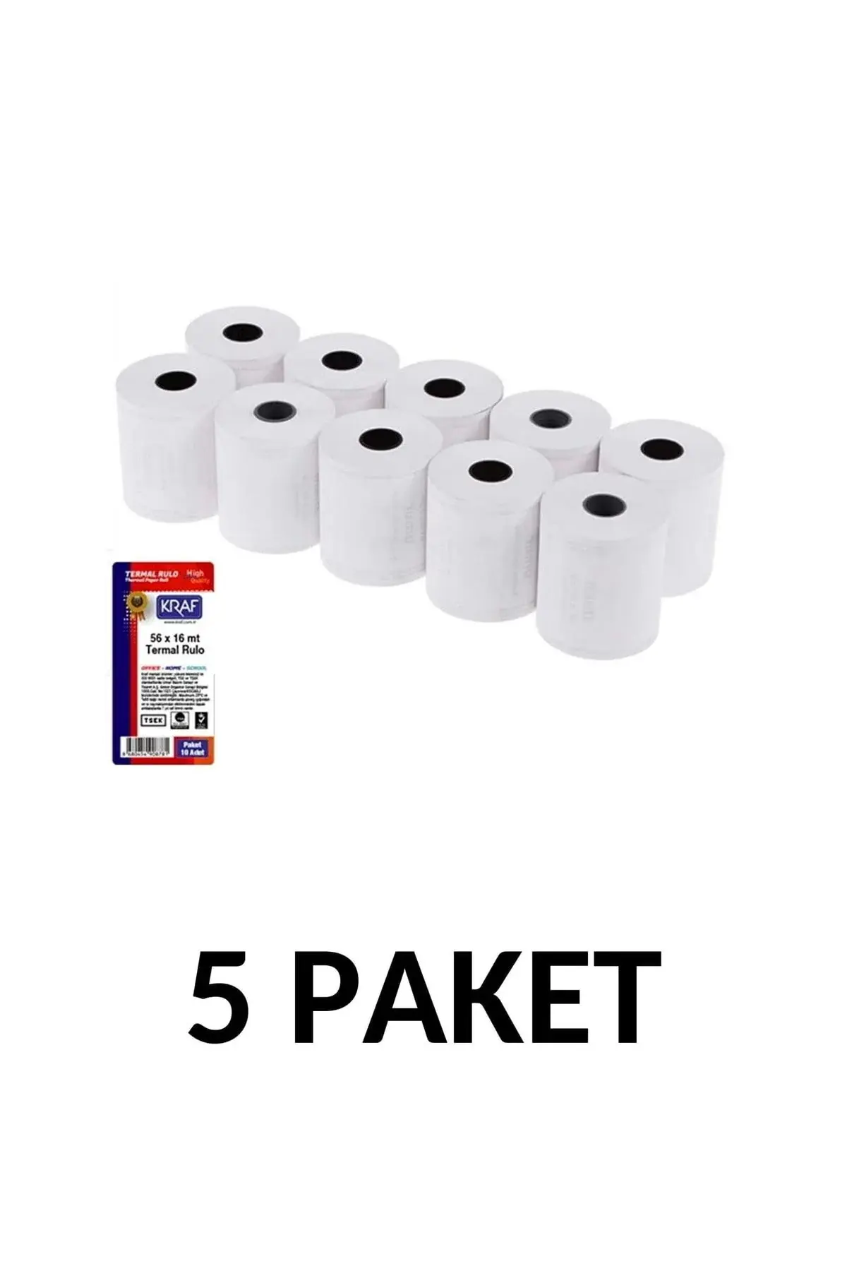 5 пакувања (50 парчиња) термо ролни за каса, 56mmx16m, пакување од 10