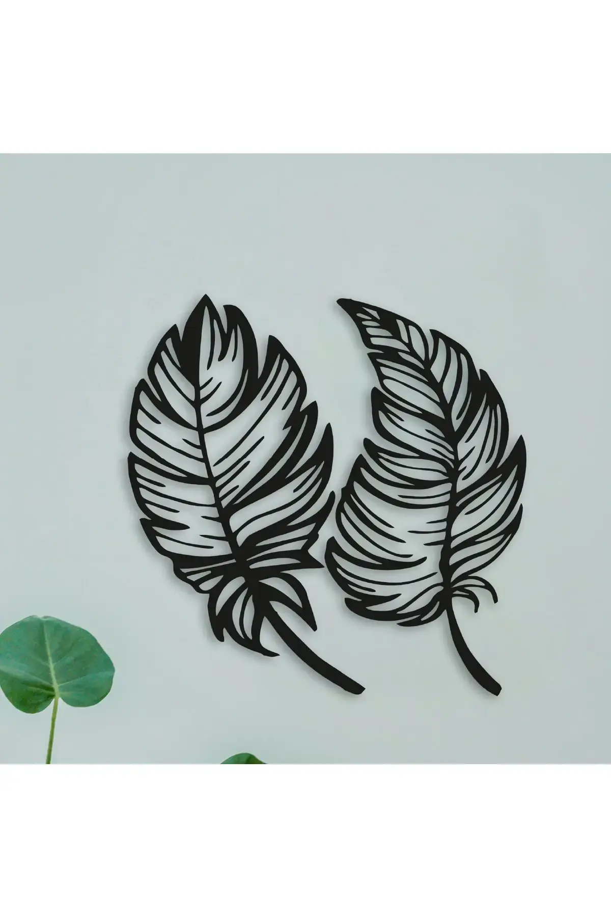 Декоративен сет од 2 листа црна ѕидна декорација, ласерско сечење Do340s5038