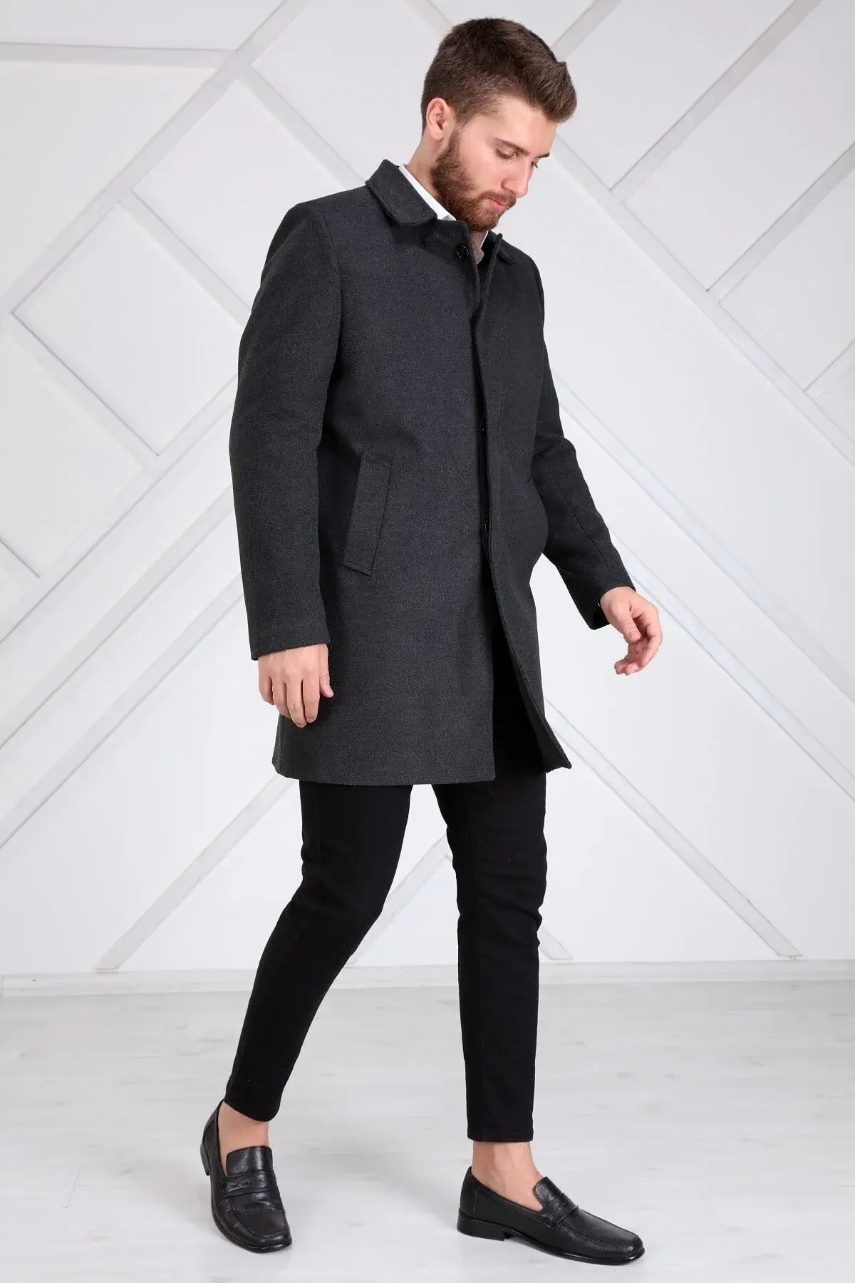 Памучен класичен машки капут од волна