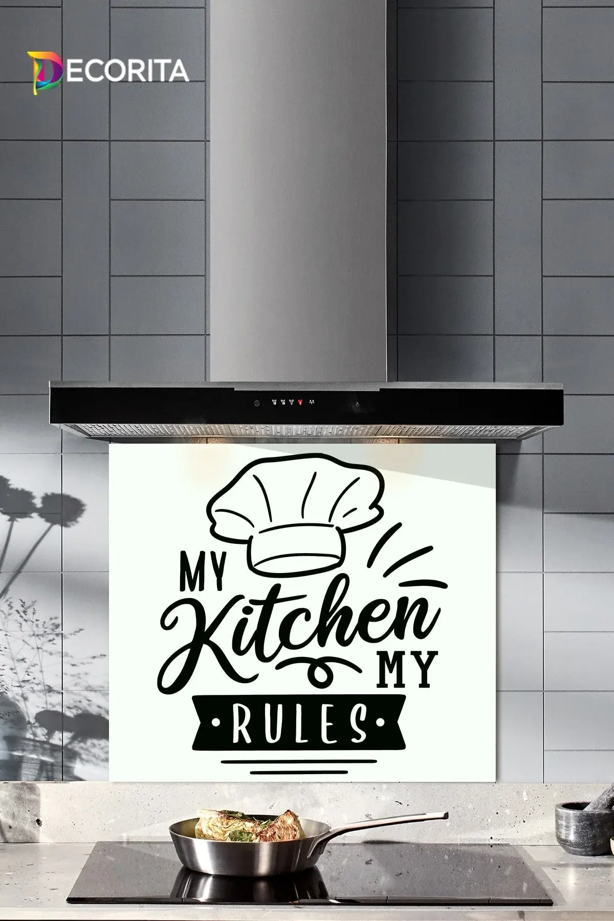 Заштитник за задниот дел на стаклен шпорет | Бела позадина - My Kitchen My Rules | 52cm X 60cm