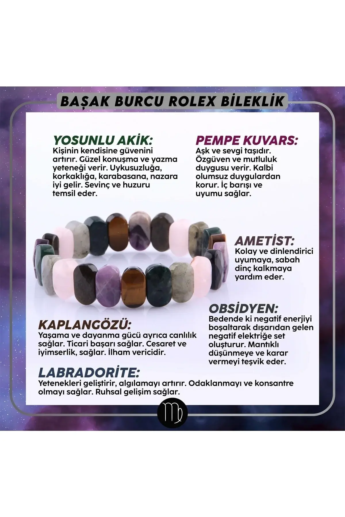Сертифицирана нараквица Rolex за хороскопски знак Девица B066