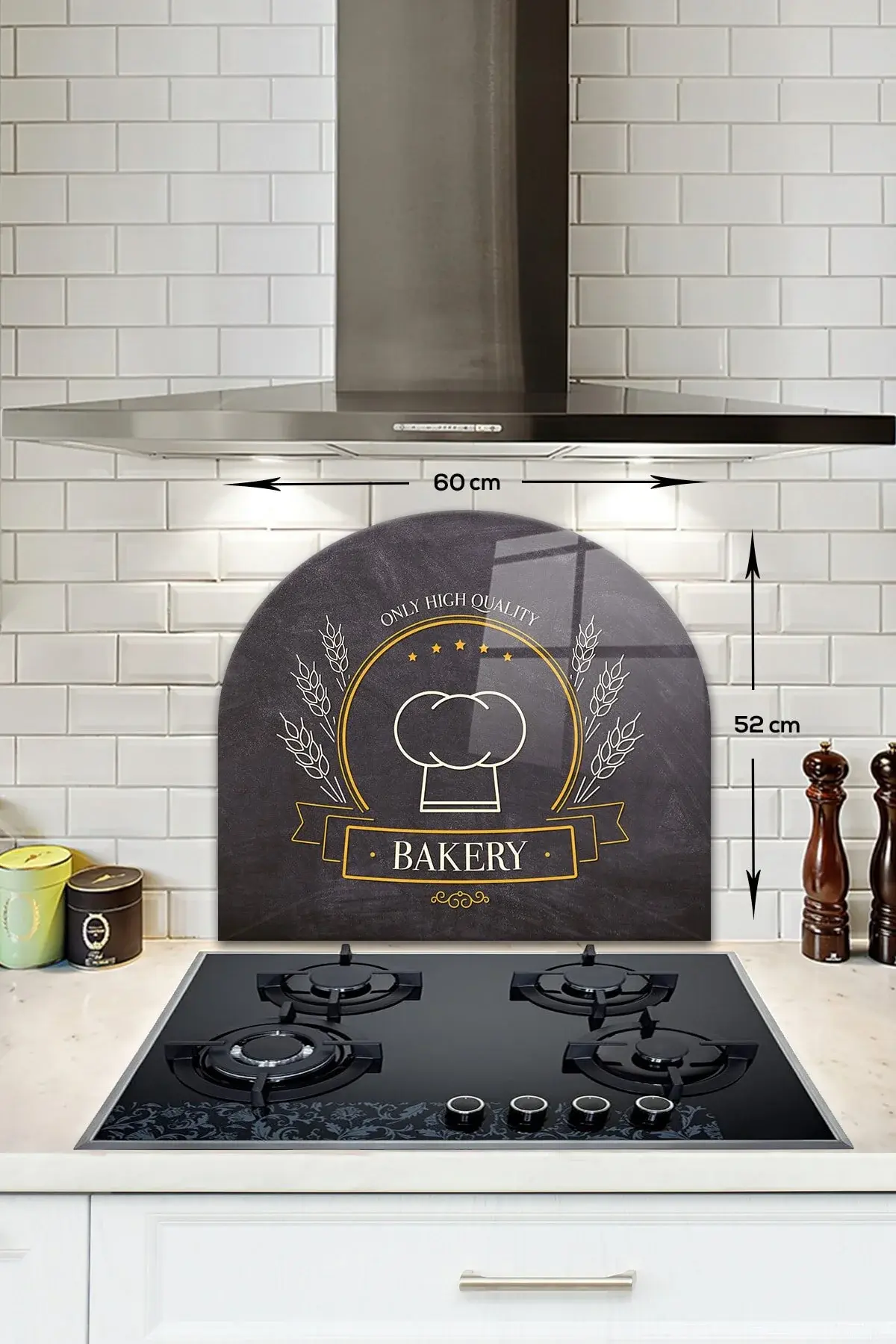 Стаклена заштита за задниот дел на шпоретот | Овален облик | Bakery Quality | 52cm X 60cm
