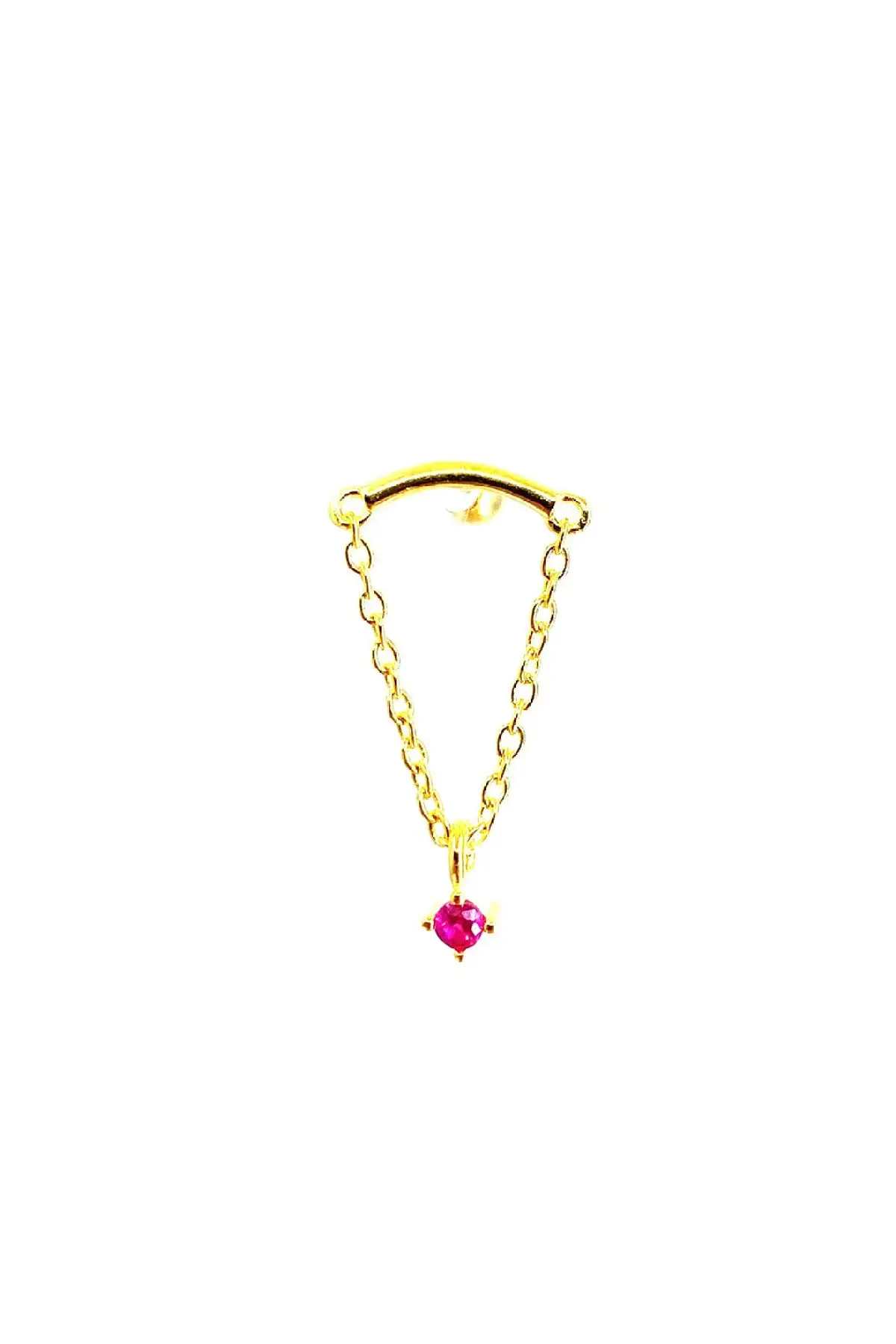 Ruby солитер пирсинг за на уво, златно-сребрен, за Flat, Helix, Tragus