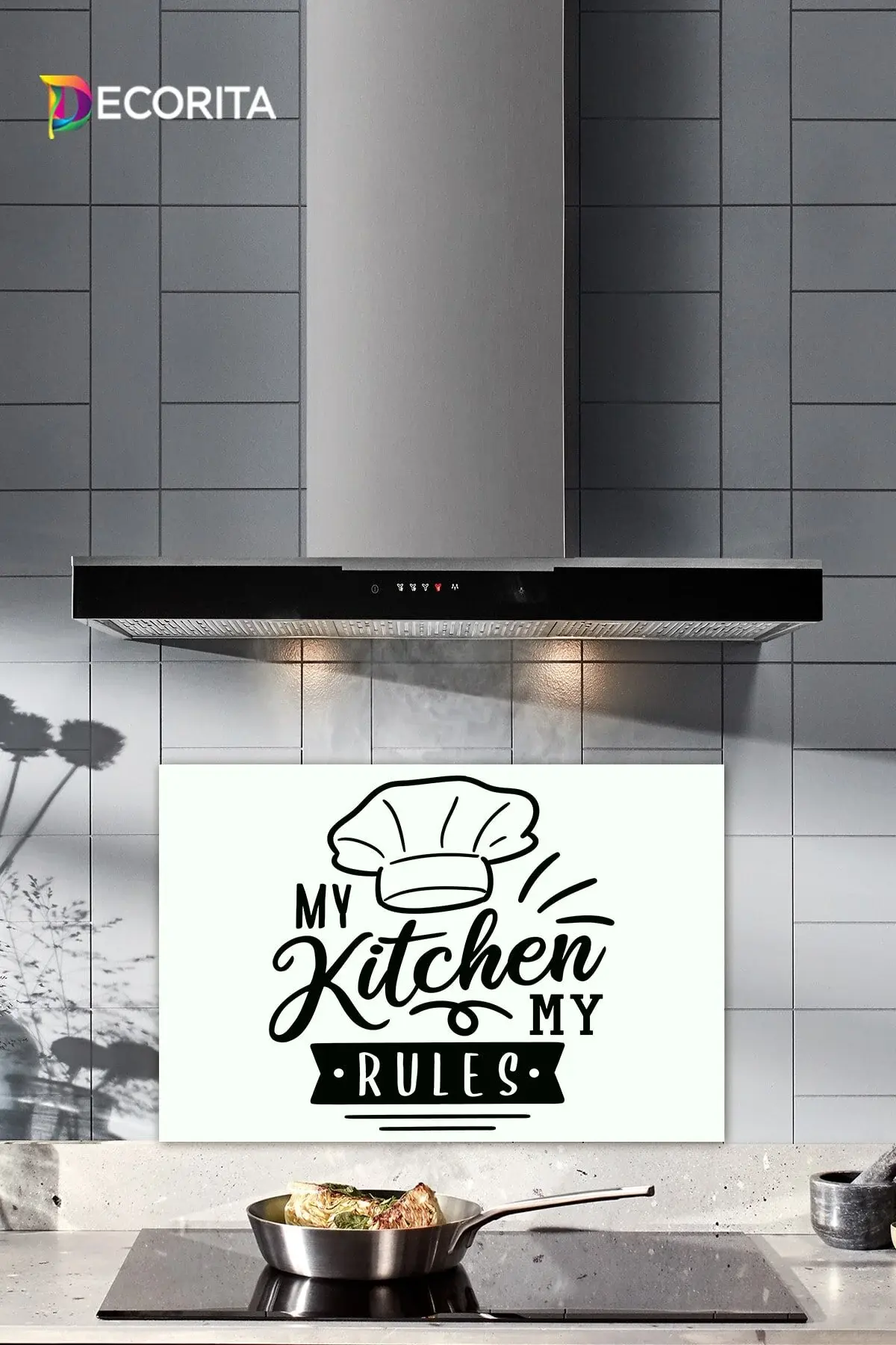 Заштитник за задниот дел на стаклен шпорет | бела позадина - My Kitchen My Rules | 40cm X 60cm