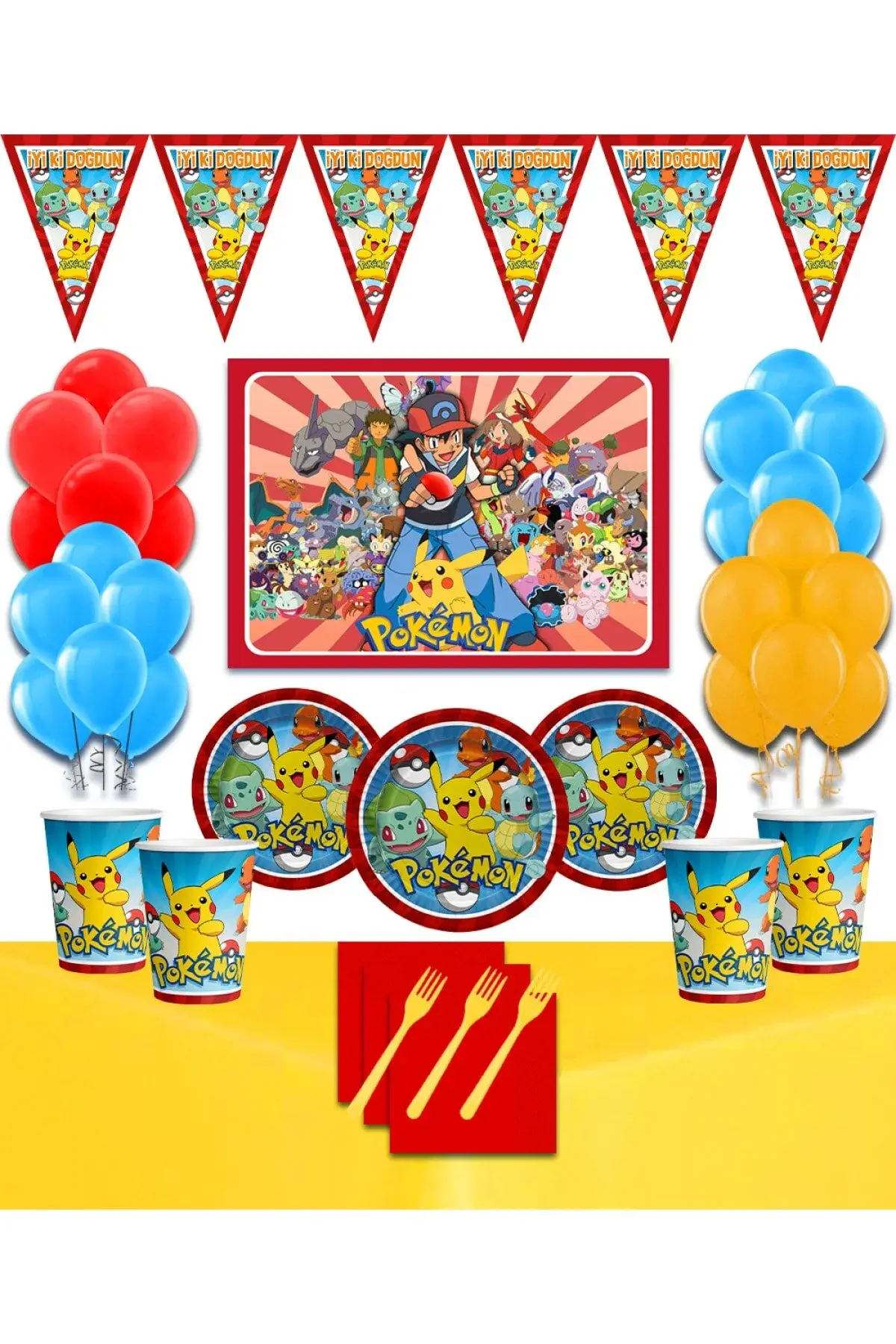 Сет за роденденска забава со тема Pokemon Pikachu за 16 лица
