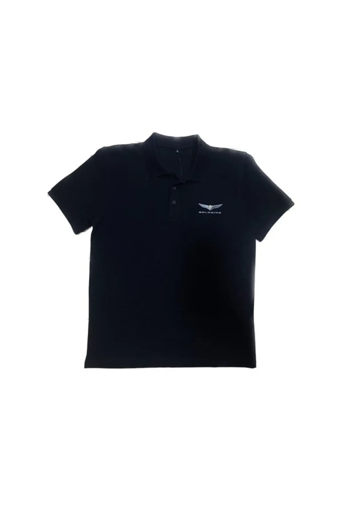 Црна поло маица со логото Gold Wing