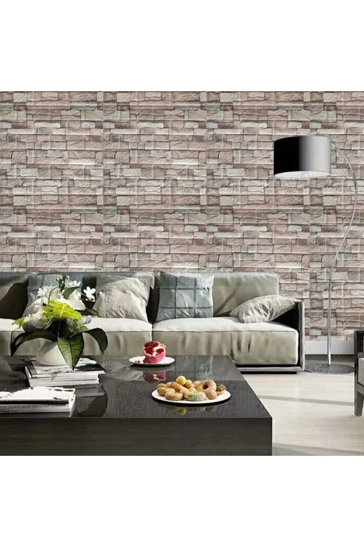 10 парчиња 70x77cm тапет од пена во боја на кафе со 3D самолеплив панел Nw46