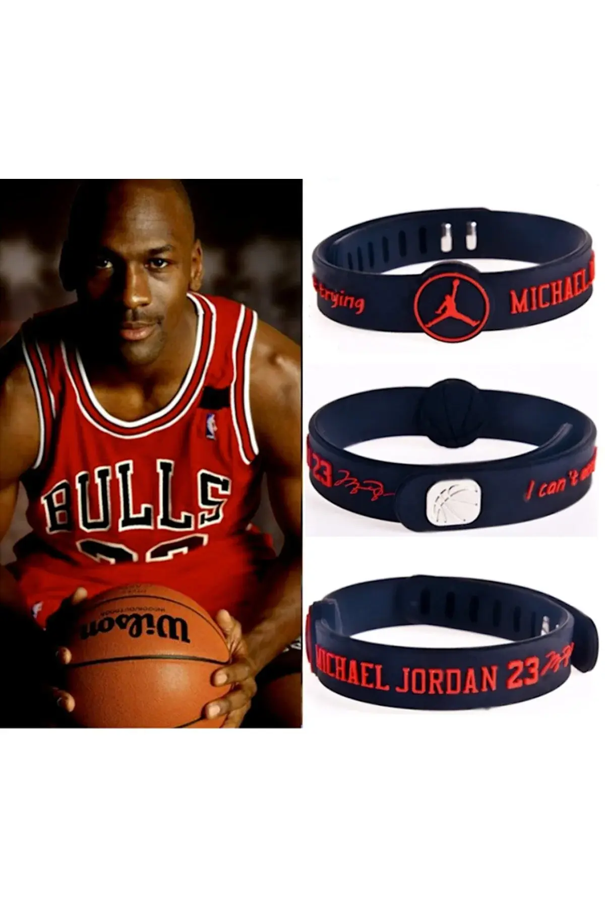 Црна прилагодлива кошаркарска нараквица Michael Jordan