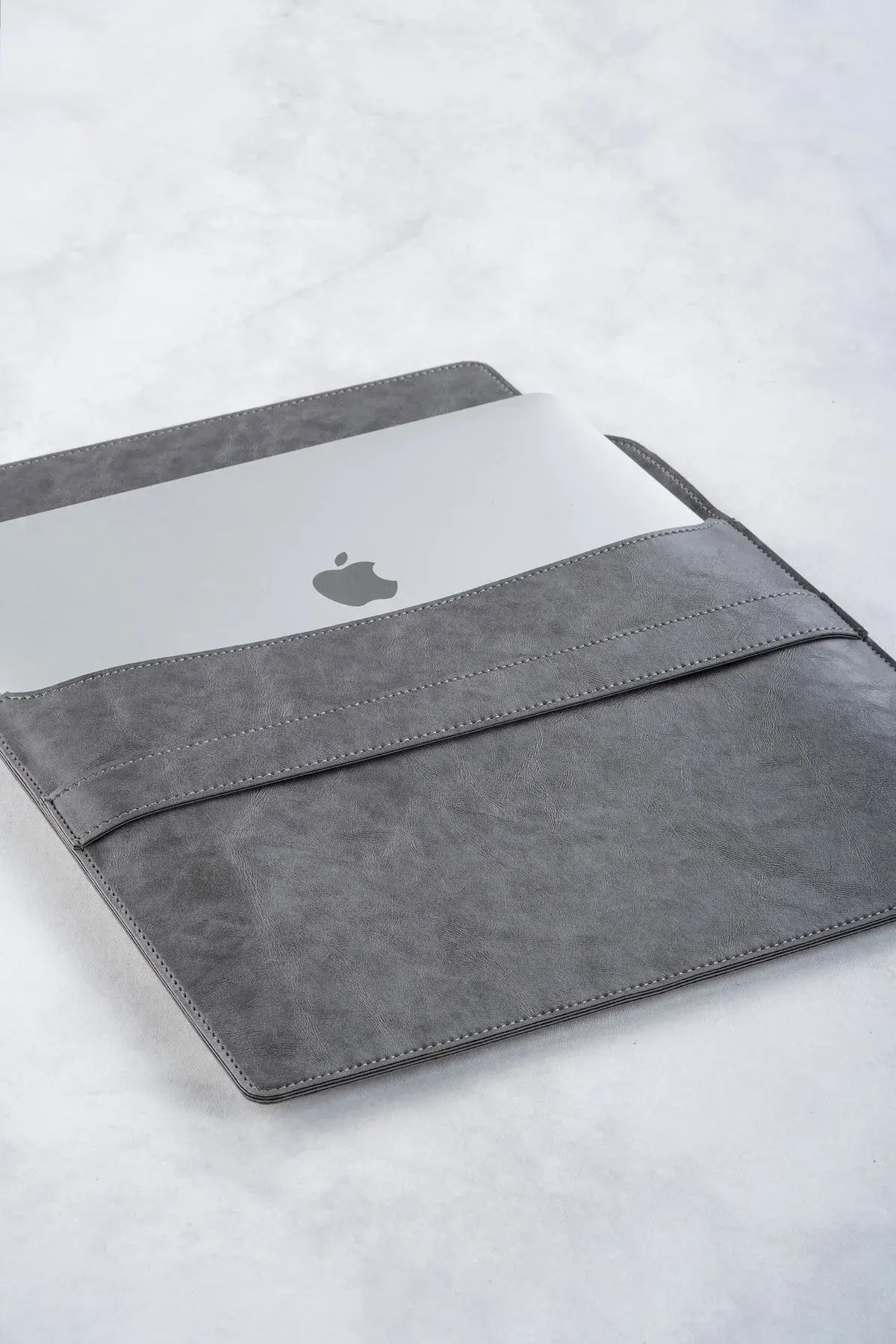 Сива футрола од PU кожа за лаптоп 13 13.3 13.6'' компатибилна со Macbook Air Pro M1 M2 M3 торба за документи