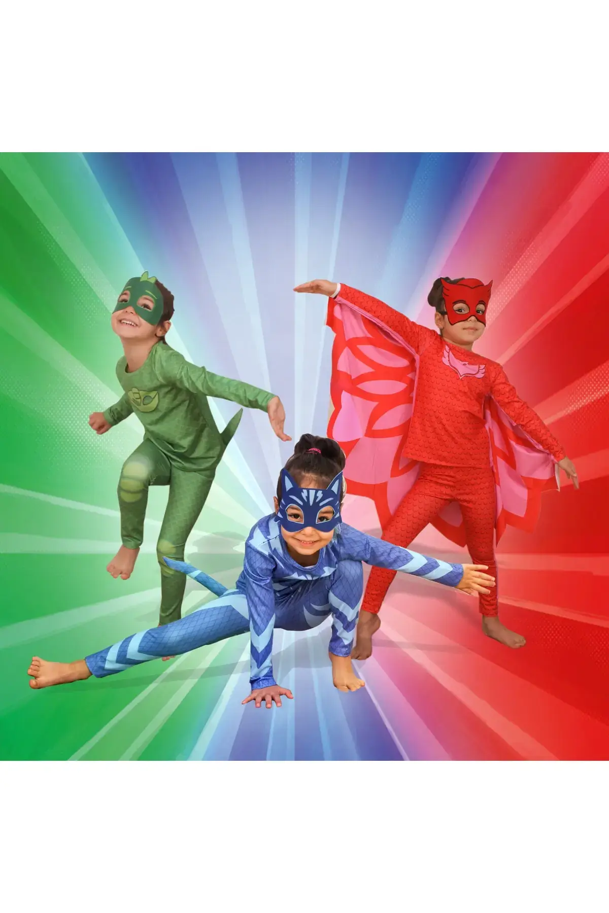 Квалитетен костим за девојчиња со ликот на Owl Girl од PJ Masks, со наметка и маска