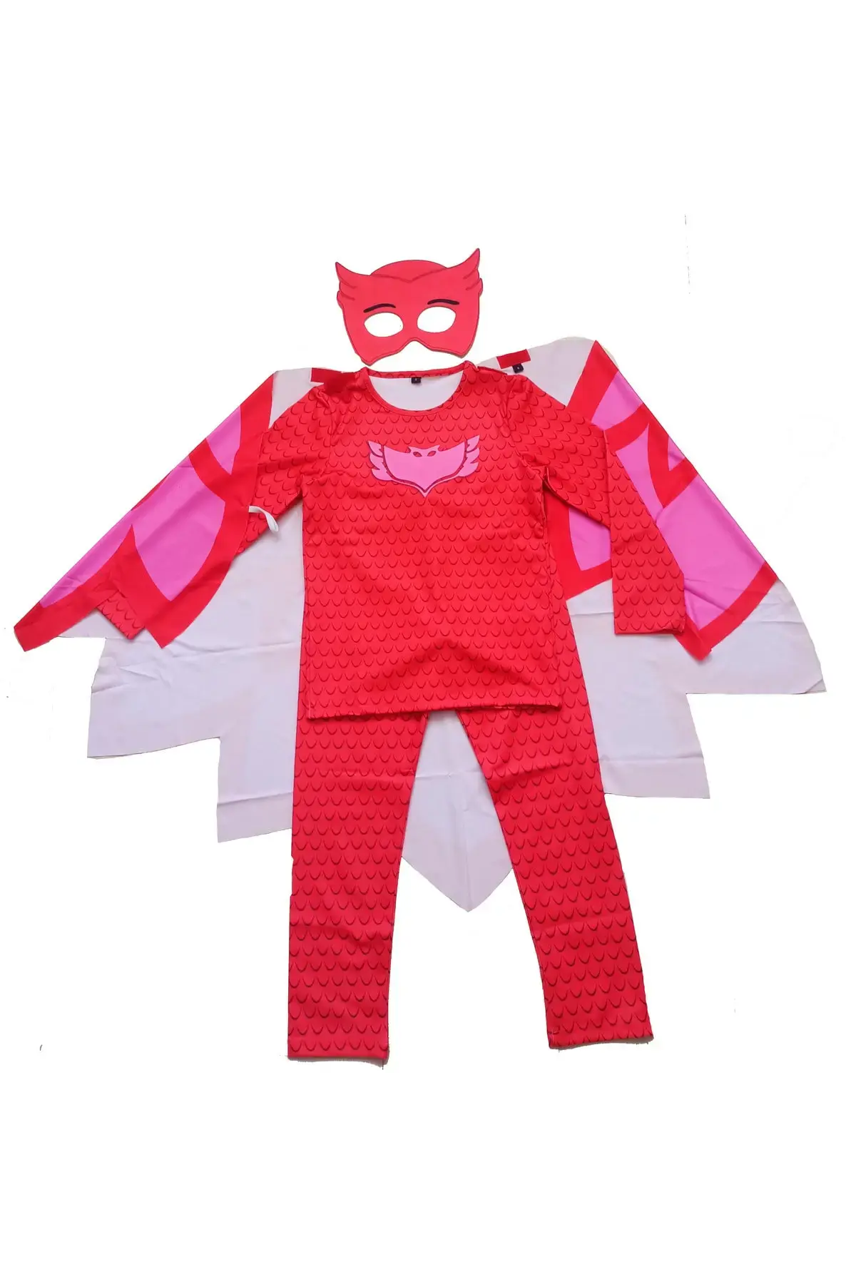 Квалитетен костим за девојчиња со ликот на Owl Girl од PJ Masks, со наметка и маска