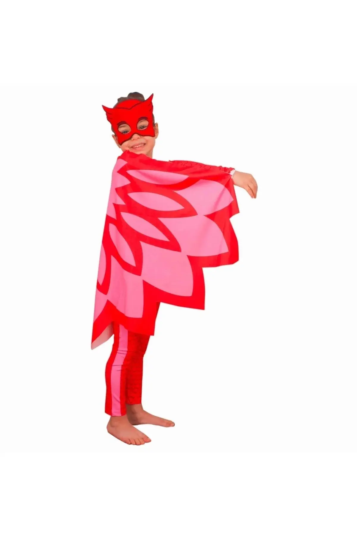 Квалитетен костим за девојчиња со ликот на Owl Girl од PJ Masks, со наметка и маска
