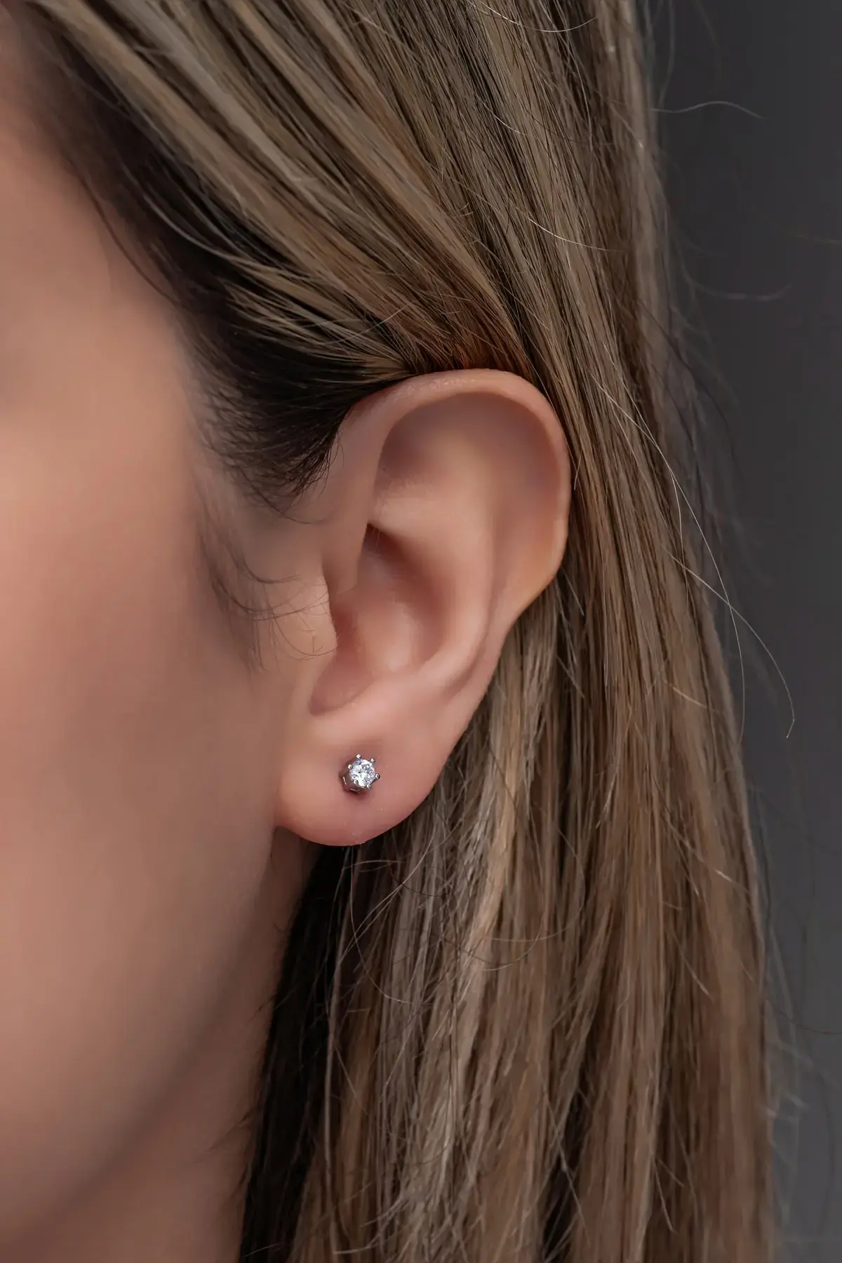 Обетки со еден камен 3 mm, 6 краци, сребро 925